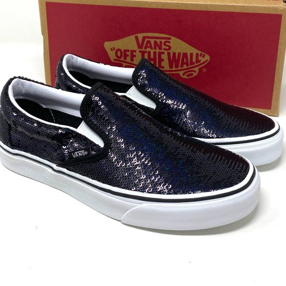 VANS Classic Slip-On Micro Sequins Black Glitter Sneakers Women Size VN0A4U382PC - Picture 6 of 11